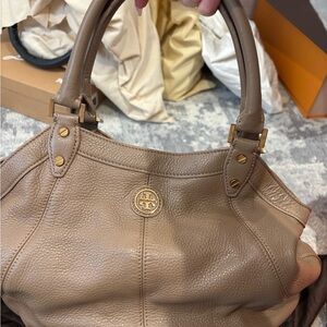 Tory Burch Leather Shoulder Tote in Taupe gently used